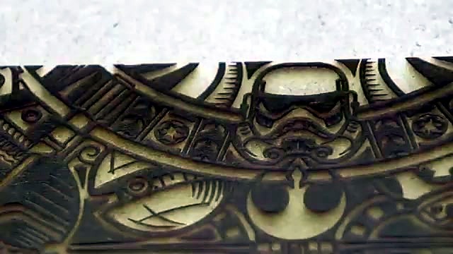 Finished engraved Darth Vader center shield detail (SKU ask)