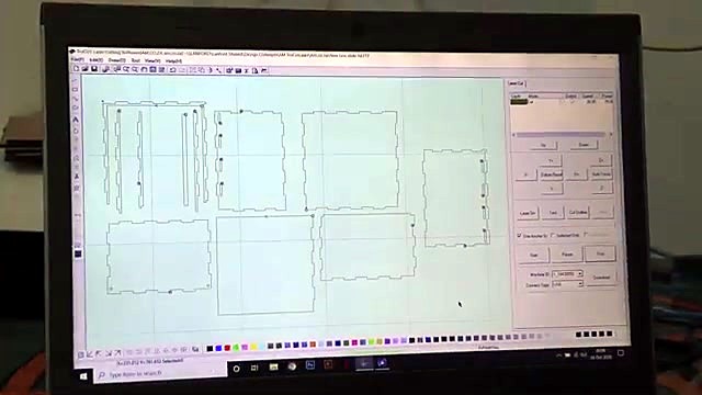 CAD nest of finger-joint box panels (SKU ask)
