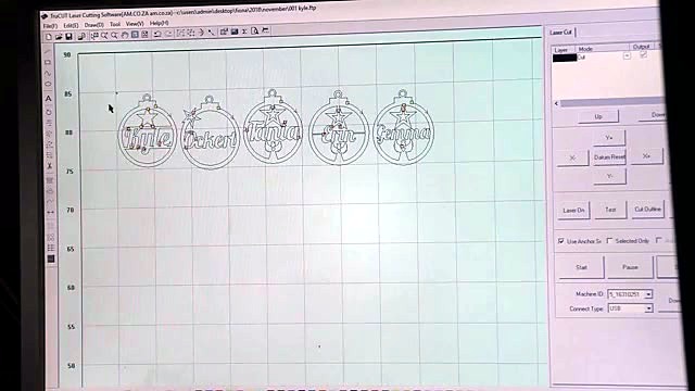 RDWorks-style named circular ornament design vectors (SKU ask)