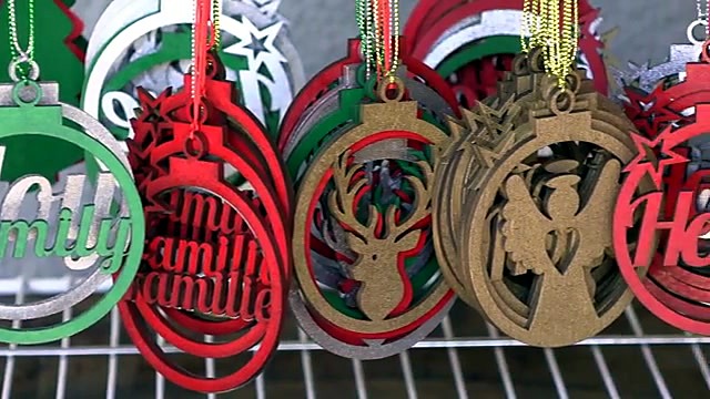 Finished spray-painted Family/Hope/reindeer pendant baubles (SKU ask)