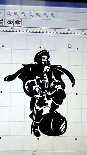 Pirate-on-barrel vector in marking software grid (SKU ask)