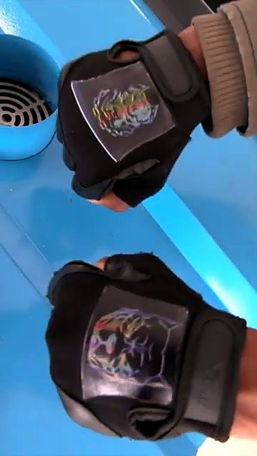Finished gloves with tiger transfers (SKU ask)