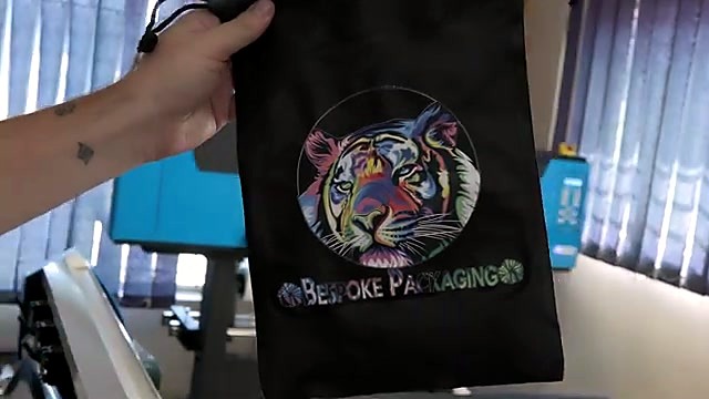 Finished BESPOKE PACKAGING tiger black drawstring bag (SKU ask)