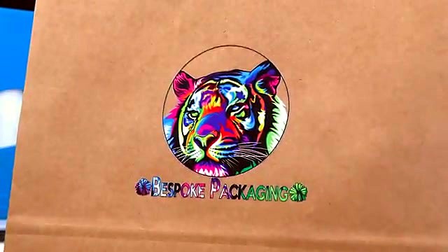 CLEAR BESPOKE PACKAGING tiger logo on kraft paper bag (SKU ask)