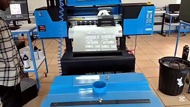 F-DTF/600-family printer body + blue powder/cure unit + ink rack (SKU ask)