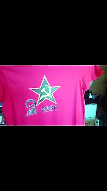 Finished red T-shirt with the heat-pressed star logo DTF transfer