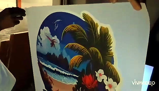 Finished tropical beach print held (SKU ask)