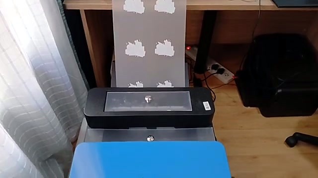 Blue powder/bake companion film exit white logos (SKU ask)