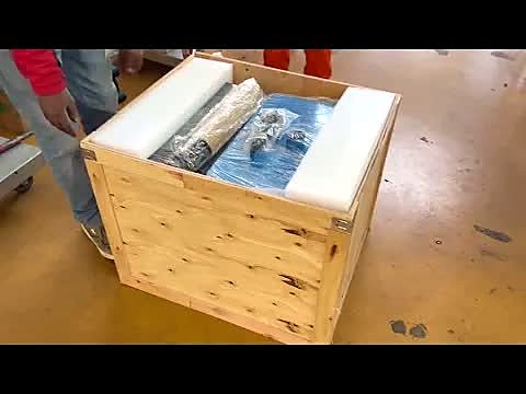 Plywood crate — blue 300 powder shaker + foam (SKU ask)