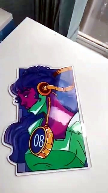 Finished glossy character Perspex standee with 08 medallion (SKU ask)