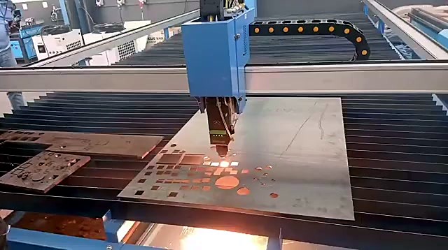 Gantry mid-sheet over nested cutouts