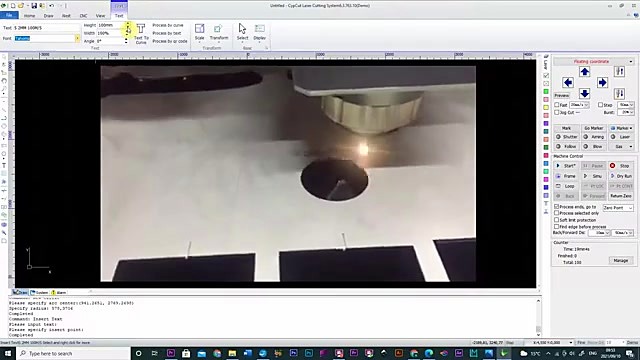 Circular hole cut progress on steel sheet (SKU ask)