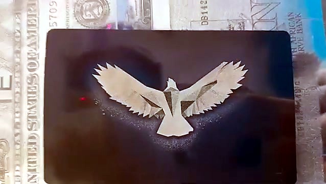 Finished eagle marked on business card