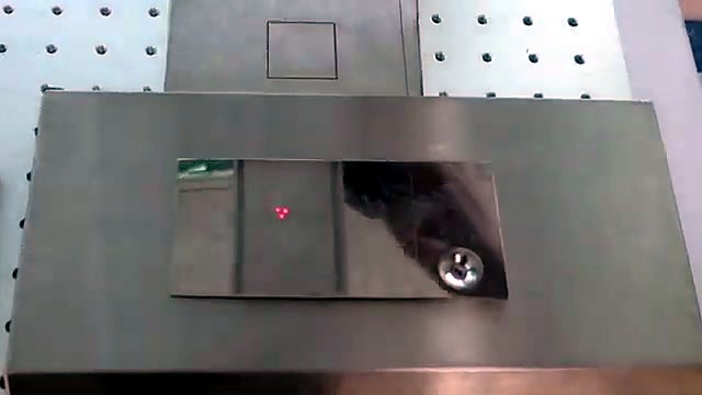 Red preview laser on metal coupon (SKU ask)