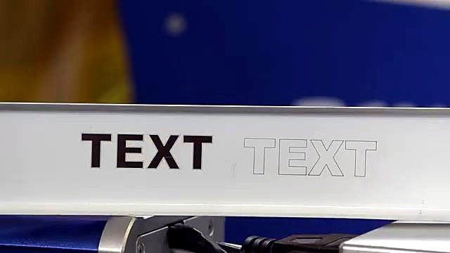 Finished fill + outline TEXT on powder coat (SKU ask)