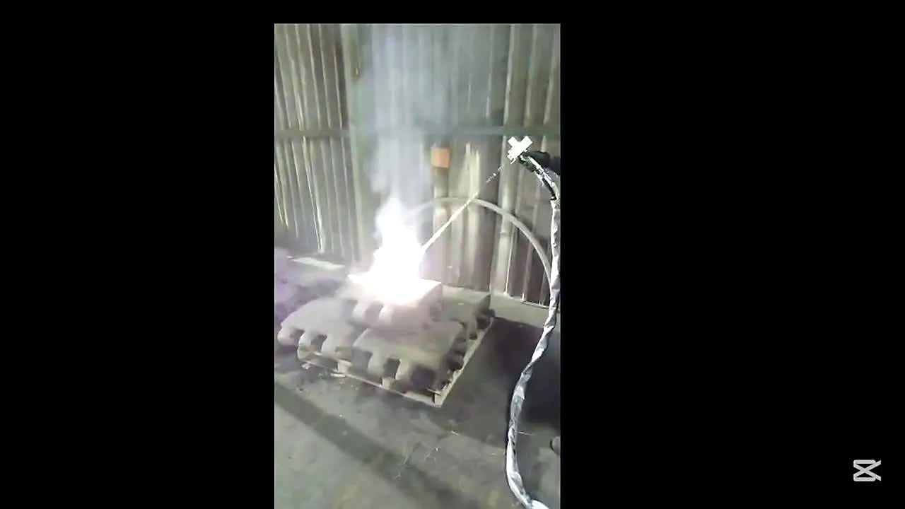 Handheld clean — ablation flash + smoke on pallet parts (SKU ask)