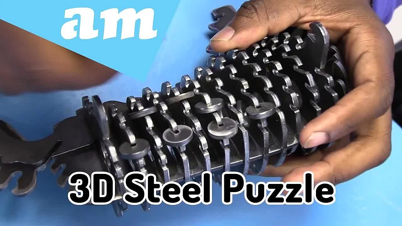 YouTube thumb — fibre laser 3D steel puzzle (SKU ask)