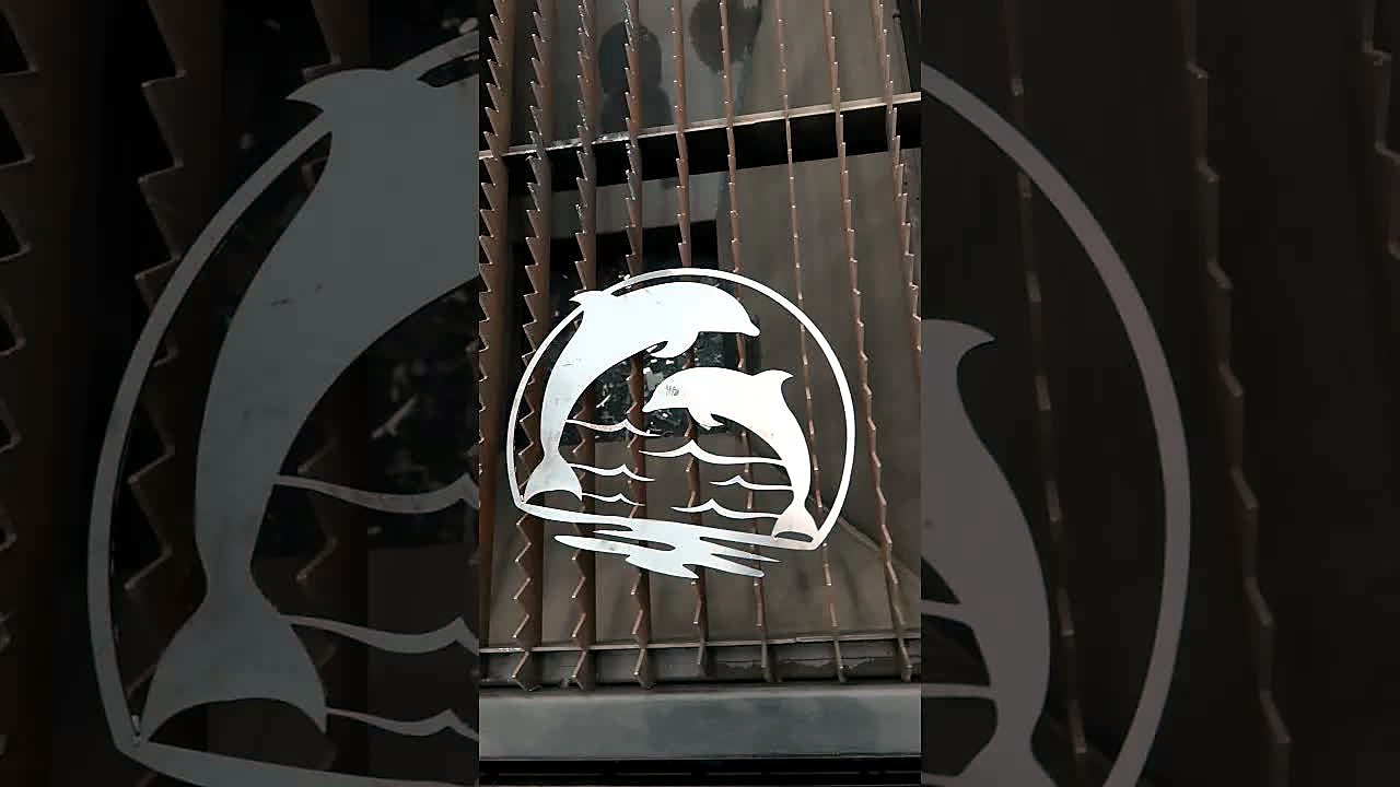 YouTube thumb — RayCUT dolphin metal cutout (SKU ask)