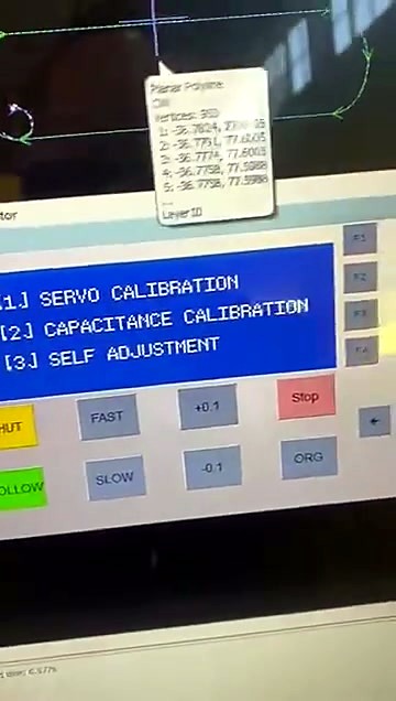 CLEAR CALIBRATE SERVO/CAPACITANCE/SELF ADJUSTMENT menu (SKU ask)