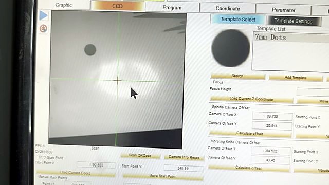 CCD tab 7mm Dots template + spindle/knife offsets (SKU ask)