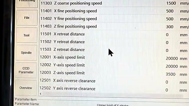 CLEAR axis positioning/speed-limit params densify (SKU ask)
