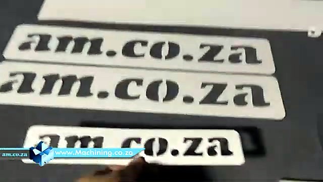 Finished am.co.za logo strips on FlatCUT bed (SKU ask)
