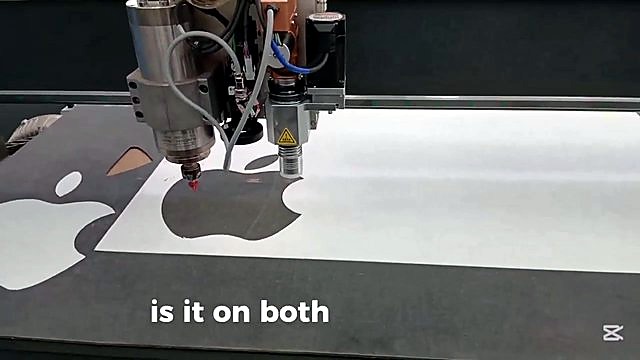 Head cutting Apple-logo path on white sheet (SKU ask)