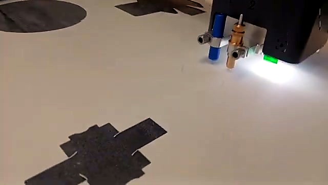 Completed box blanks + circular discs on bed (SKU ask)