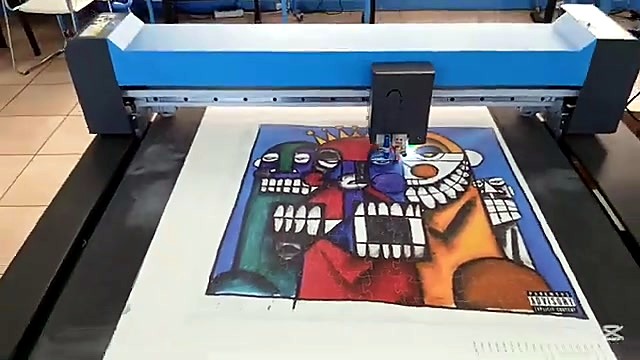 Puzzle path mid-cut on vacuum mat (SKU ask)