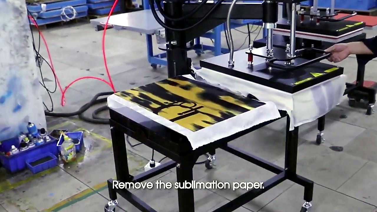 Peel sublimation paper after press cycle (SKU ask)
