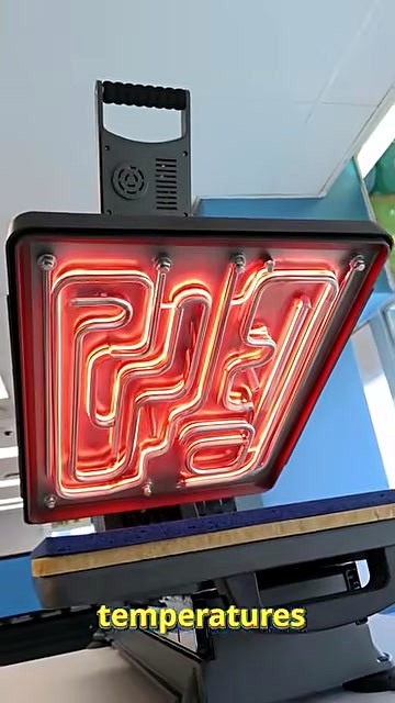 Orange heating element under heat-press top platen mesh (SKU ask)