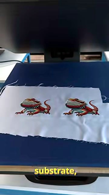 Open platen: heat-transferred lizard graphics on white fabric (SKU ask)