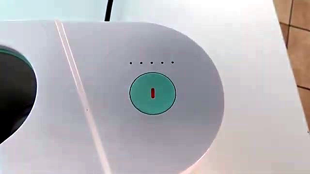 Green circular start + LED status strip (SKU ask)