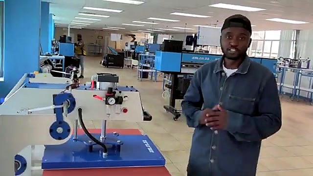 Showroom wide pneumatic press + blue machines (SKU ask)