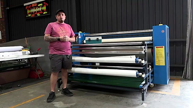 Blue multi-roll oil calender body full view (SKU ask)