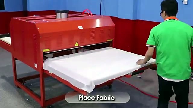 Place fabric on sliding platen (SKU ask)