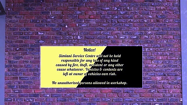 Finished Notice mounted on brick wall (SKU ask)