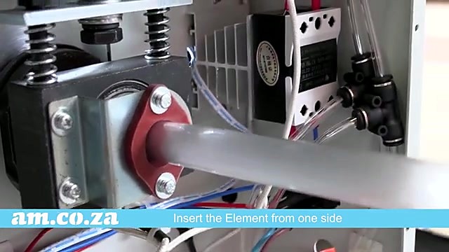 Insert heating element through red flange (SKU ask)