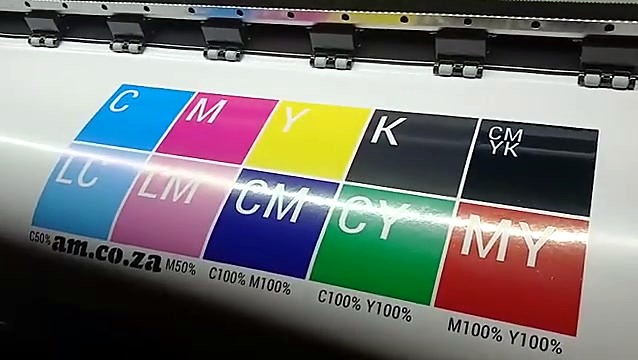 Finished colour test print on the platen