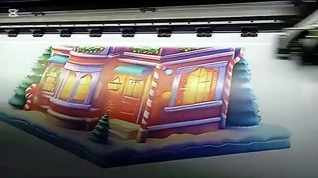 Christmas house mid print illuminated windows (SKU ask)