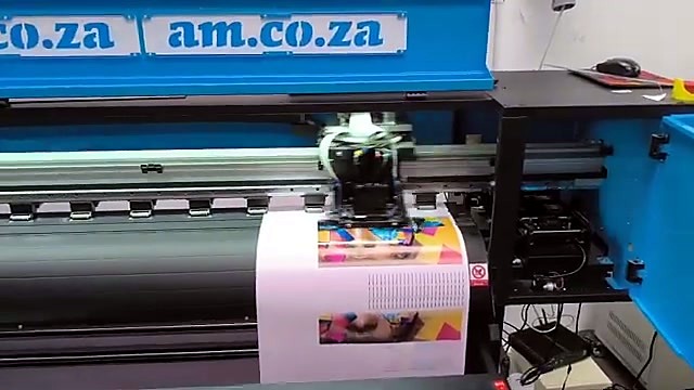 am.co.za-branded F2-1800 FastCOLOUR ONE printer with print emerging
