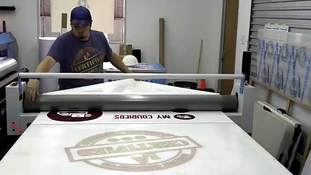 Laminating MY COURIERS circular logo sheet (SKU ask)