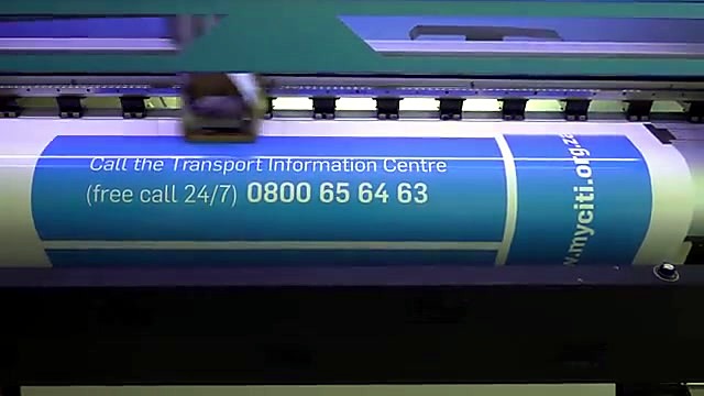 Printing MyCiTi Transport Information Centre blue vinyl on roll (SKU ask)
