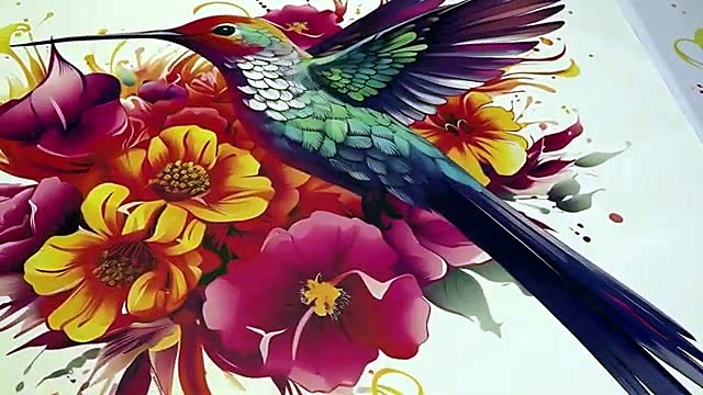 Hummingbird floral UV print sample (SKU ask)