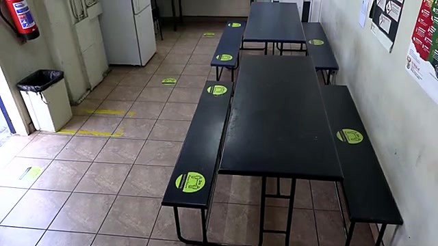 Stickers applied to canteen benches (SKU ask)