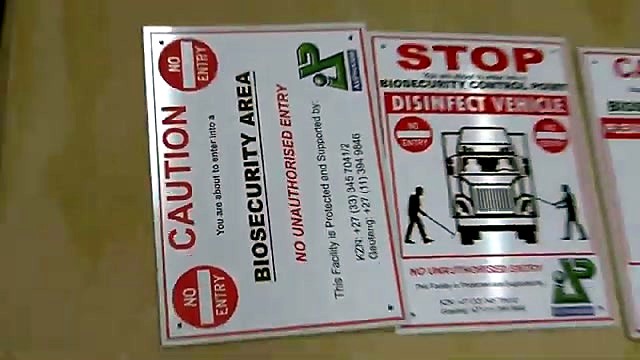 Finished biosecurity + disinfect vehicle signs (SKU ask)