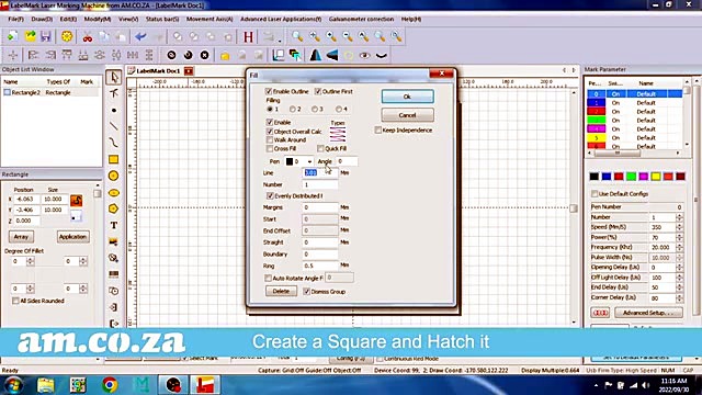 LabelMark hatch dialog square fill (SKU ask)