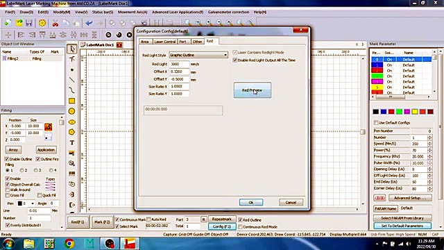Laser Control X/Y offset system parameters (SKU ask)