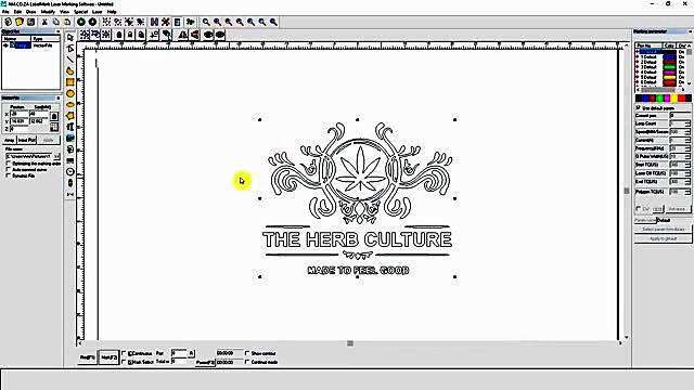 EzCad THE HERB CULTURE logo layout (SKU ask)