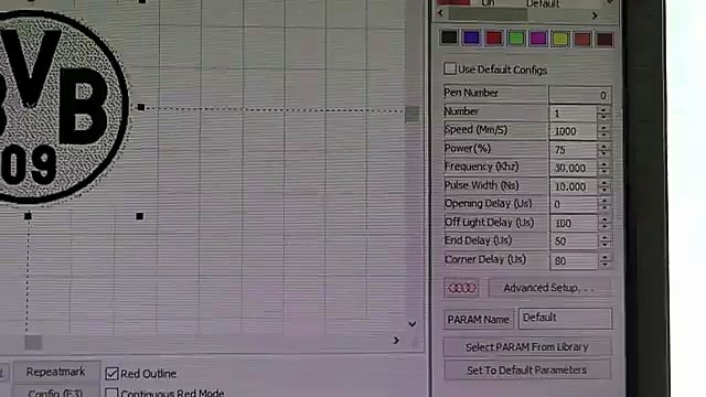 EzCad params Speed 1000 / Power for card mark (SKU ask)